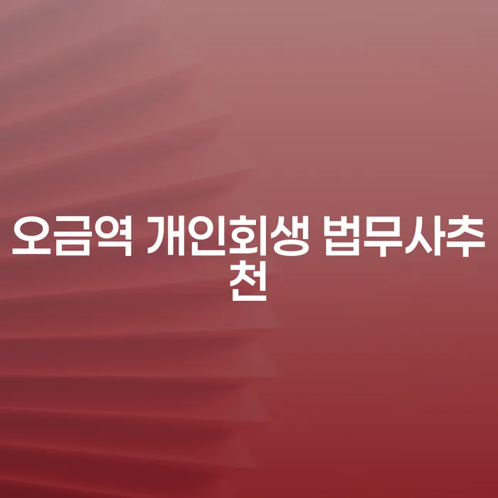 오금역 개인회생 법무사추천